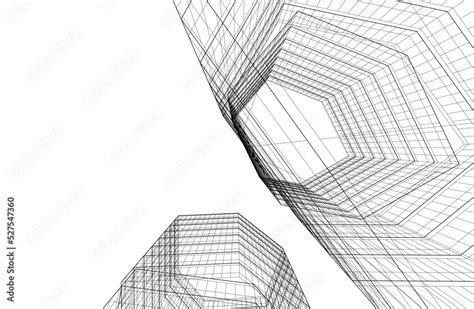 Linear architectural drawing vector illustration Stock Vector | Adobe Stock