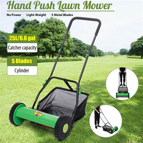 Hand Push Lawn Mower Compact Courtyard Reel Mower Grass Catcher Lawnmower Home | Walmart Canada