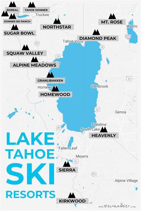 Skiing In Lake Tahoe - Overview & Map Of Lake Tahoe Ski Resorts | Tahoe ski resorts, Lake tahoe ...