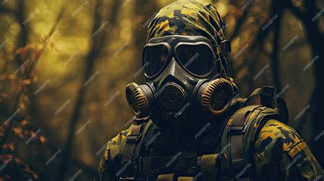 Premium AI Image | Soldier in Gas Mask