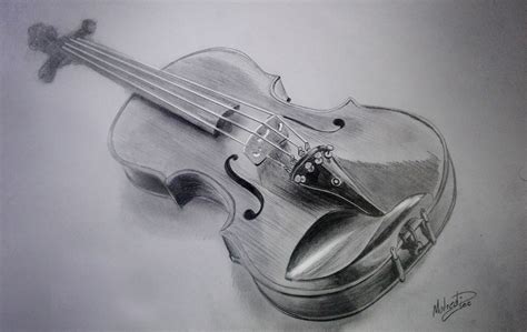 Realistic Violin Pencil Drawing - bestpencildrawing