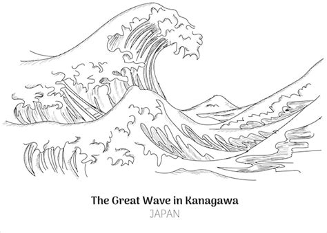 Premium Vector | The Great Wave in Kanagawa also known as the Great Wave drawing