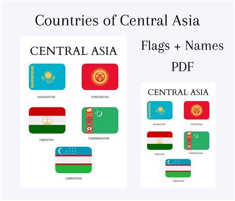 Central Asian Countries, Countries of Central Asia, Flags and Names ...