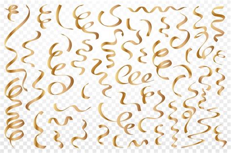 Premium Vector | Golden ribbon confetti background on a transparent ...