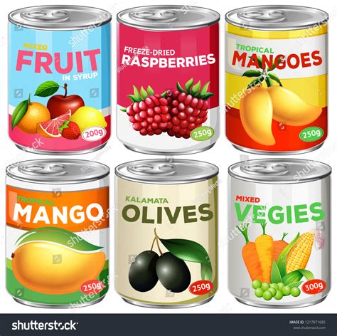 Set Canned Food Illustration Stock Vector (Royalty Free) 1217871685 ...