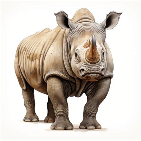 Premium AI Image | Realistic Rhino Drawing on White Background HyperDetailed Artwork