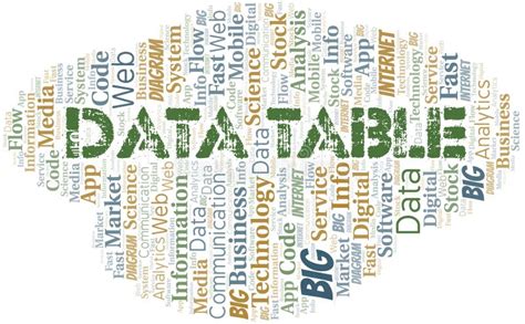 Data Table Vector Word Cloud, Made with Text only. Stock Illustration - Illustration of data ...