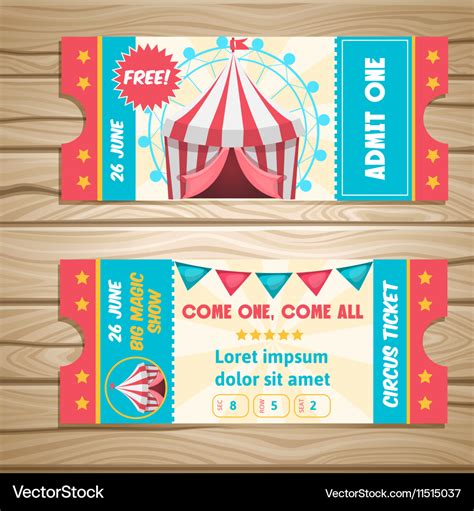 Circus event tickets Royalty Free Vector Image