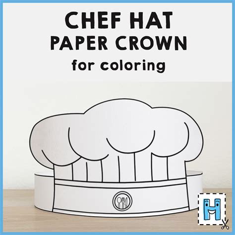 Chef Hat Cook Paper Crown Printable Coloring Craft Activity for kids ...