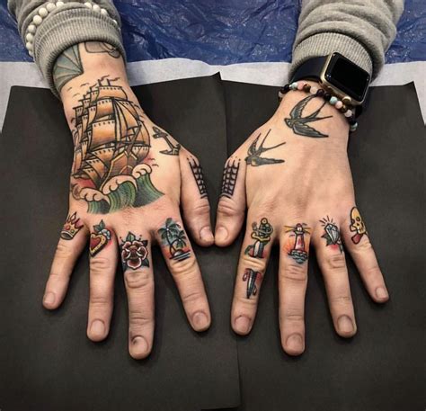 Pin by Sarah on Tattoos ️ Traditional | Traditional hand tattoo, Hand tattoos for guys, Hand and ...