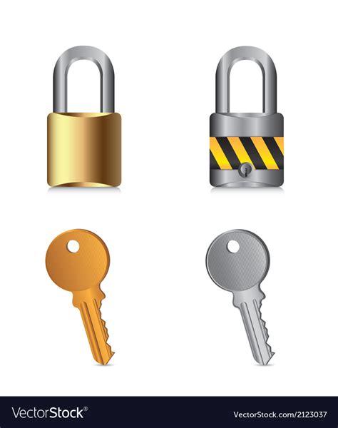 Padlocks with keys isolated over white background Vector Image