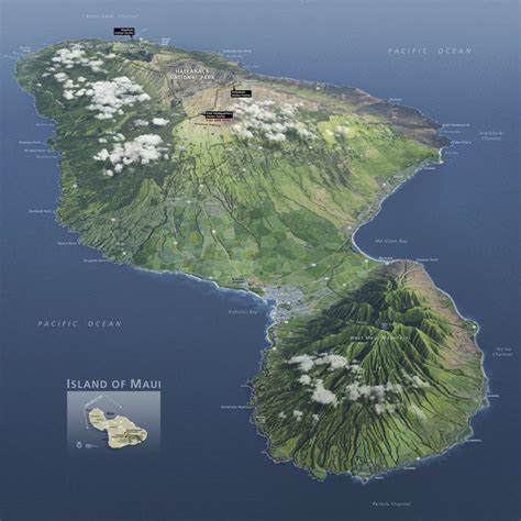 Maui 3D map | Maui map, National parks, National parks map