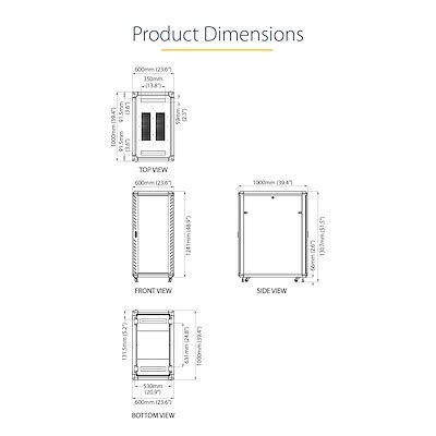 25u 36in Knock Down Server Rack Cabinet Racks Startech Com