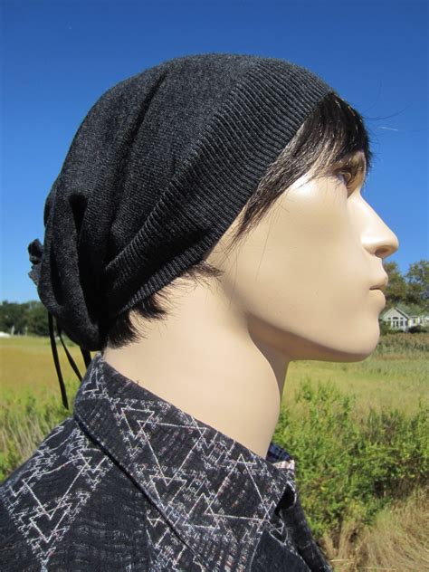 Wool Hat, Men's Italian Merino Wool Basic Charcoal Gray or Black Hat Slouchy Knit Beanie A1001 ...