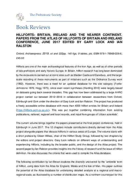 (PDF) Review Proceedings of the Prehistoric Society - Hillforts: Britain, Ireland and the Nearer ...