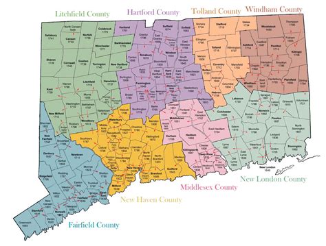 Detailed administrative map of Connecticut | Connecticut state | USA | Maps of the USA | Maps ...