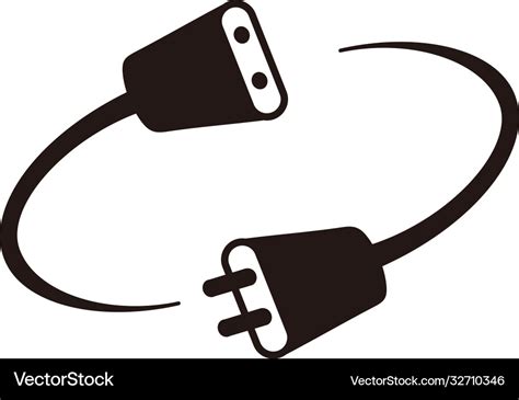 Plug silhouette cable Royalty Free Vector Image