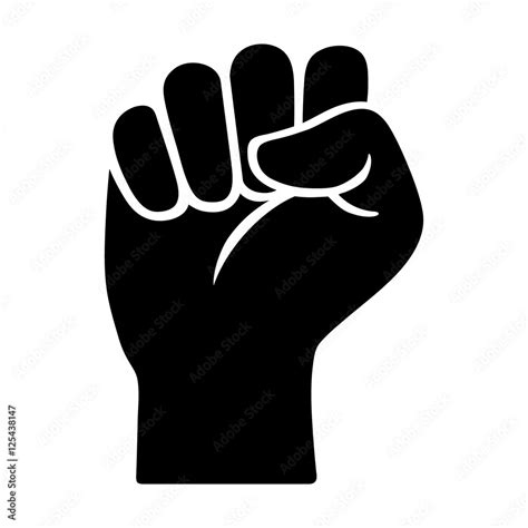 Raised fist - symbol of victory, strength, power and solidarity flat ...