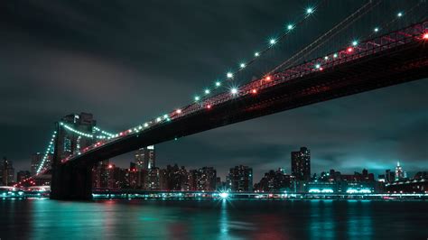 4K Bridge Night City Lights Wallpaper - [3840x2160]