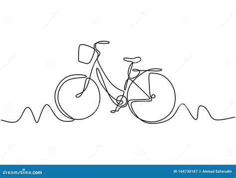 Abstract One Line Drawing with Bike Vector. Illustration Cycling Object ...