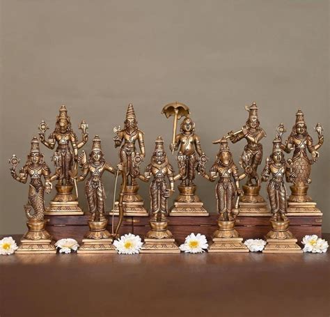 Buy ARTSIKIA Brass Vishnu Dashavtar Statue | Dasavatharam Statues of ...