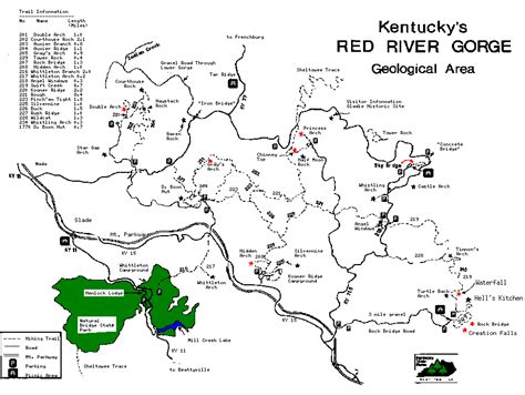 Red River Gorge Hiking Trails Map - TravelsFinders.Com