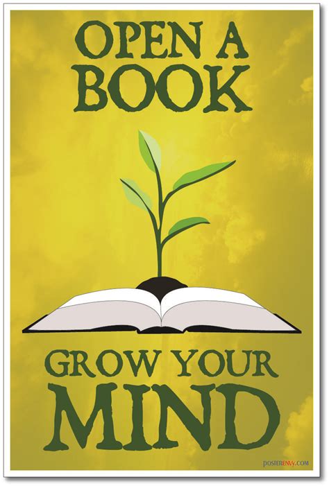 Open A Book Grow Your Mind - NEW Classroom Motivational Reading Poster | Reading posters ...