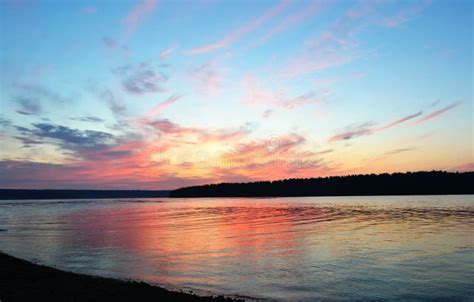 Summer Sunset Over the Lake Stock Image - Image of orange, reflection ...