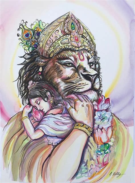 Lord Narasimha Original Watercolour Painting - Etsy