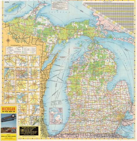 The first Michigan map to show the new Interstate Highway System, 1960 ...