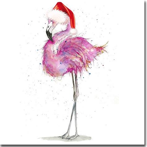 Flamingo Christmas Card Pink Flamingo Card Flamingo Holiday | Etsy UK | Christmas card art ...