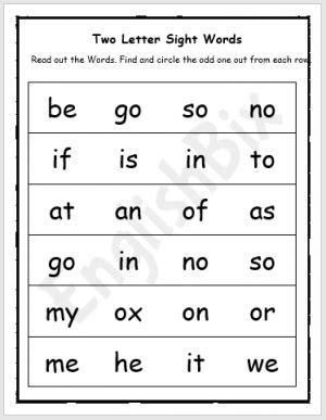 Reading Two Letter Words Worksheets - EnglishBix