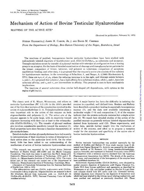 (PDF) Mechanism of Action of Bovine Testicular Hyaluronidase · · 2002-12-17mechanism of action ...