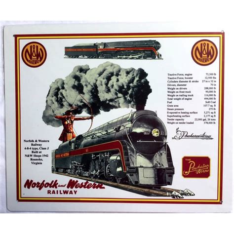 Norfolk & Western Class J Locomotive 611 N&W Railroad Tin Sign - MrTrain