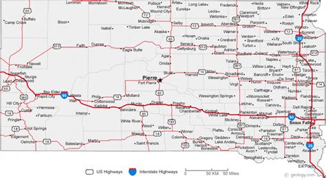 State Map Of South Dakota With Cities - Danila Elbertina