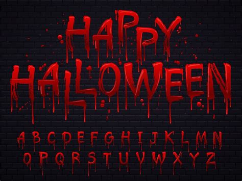 Halloween font. Horror alphabet letters written blood, scary bleed fon By Tartila | TheHungryJPEG