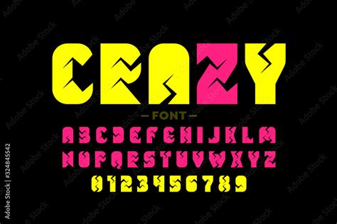 Crazy style font, alphabet letters and numbers, Stock Vector | Adobe Stock