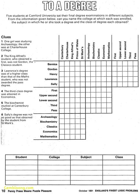 Math Logic Puzzles 8th Grade