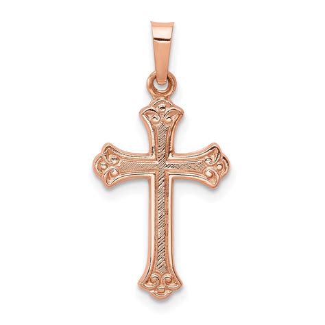 Saris and Things - 14k Rose Gold Solid Cross Charm Pendant - Walmart ...