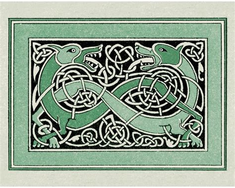 Celtic Dogs Art Print Antique Celtic Knot Design Ancient | Etsy