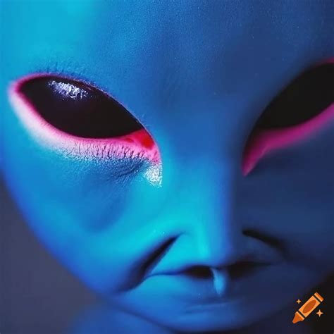 Portrait of a pink alien with striking features