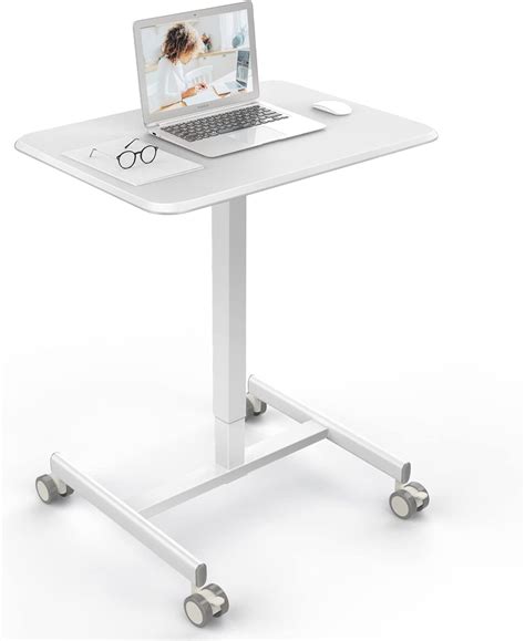 dumos Small Standing Laptop Desk Mobile Standing Desk Manual Adjustable Home Office Desk Height ...