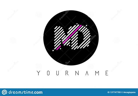 MD Letter Logo Design with White Lines and Black Circle Stock Vector ...