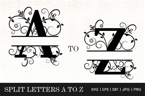 Floral Split Letters Monogram SVG - Alphabets Split Monogram (865482) | Monograms | Design Bundles