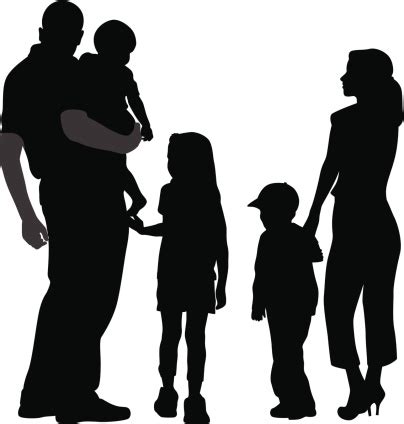 Family Five Vector Silhouette Stock Illustration - Download Image Now - iStock