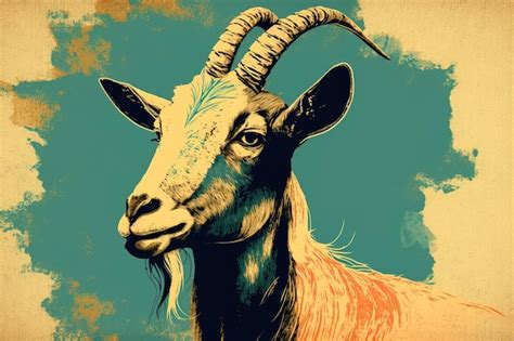 Premium Photo | An image of goat painting illustration for graphic design wall art or poster ...