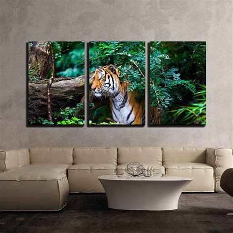 Wall26 3 Piece Canvas Wall Art - Tiger - Modern Home Decor Stretched and Framed Ready to Hang ...