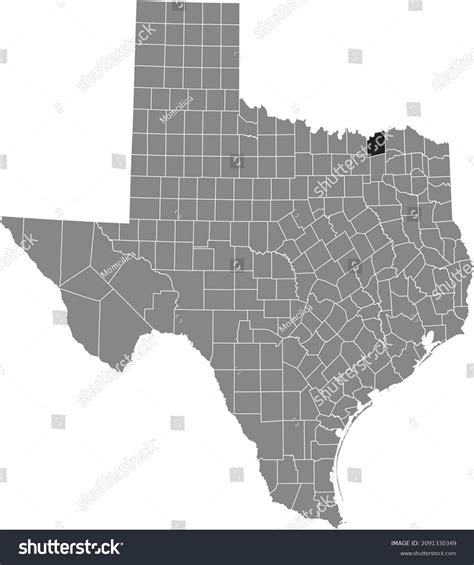 Black Highlighted Location Map Fannin County Stock Vector (Royalty Free) 2091330349