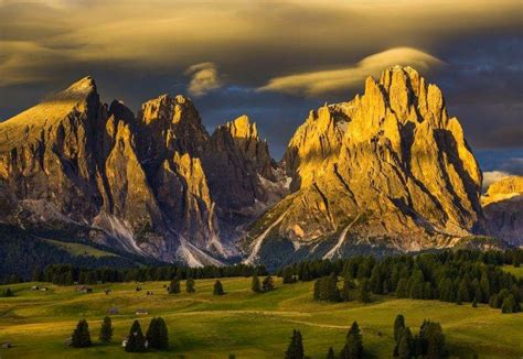 sunrise, Alps, Forest, Tyrol, Italy, Summer, Mountain, Clouds, Cabin, Green, Cliff, Sunlight ...