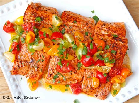 Gourmet Girl Cooks: Pan Seared Wild Coho Salmon w/ Fresh Tomato Scallion Salsa